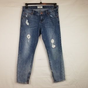 One Teaspoon Women sz 27 Distressed Crop Zip Hem